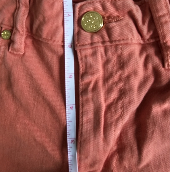 TORY BURCH Alexa Cropped Skinny Jeans Coral Pink Low Rise Stretch - Picture 12 of 16